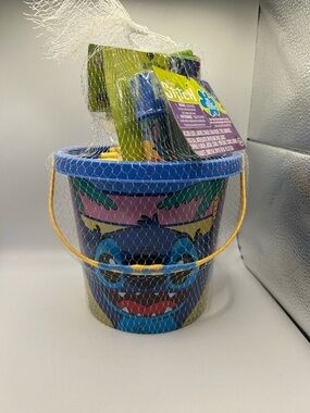 Disney Stitch Blue and Yellow Beach Pail with Matching Tools